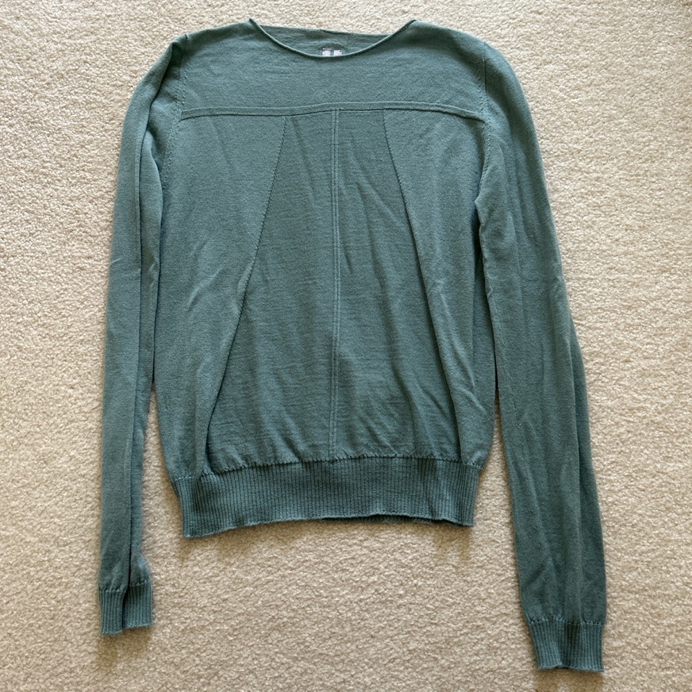 BNWT RICK OWENS WOMEN BIKER LEVEL WOOL SWEATER GREEN AQUA SIZE S